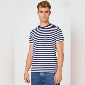 MADS NORGAARD COPENHAGEN Crewneck Thor Tee Mens L Striped Cotton Sailor T-Shirt
